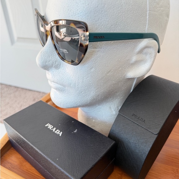 Prada Catwalk Sunglasses PR 08VS 4726Q0 Havana Turquoise Cheetah 55mm Luxury‎ main image 7